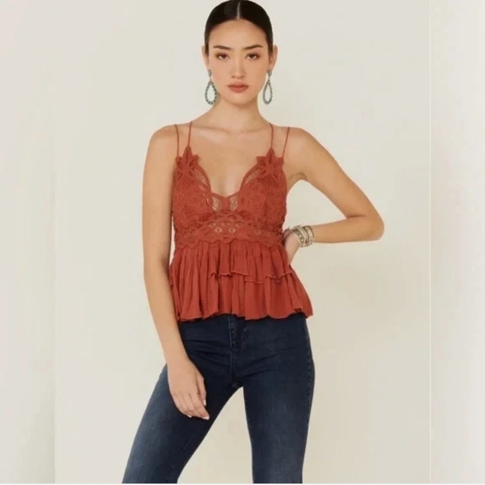 NWT Free People Intimately Adella Lace Cami in Winding Roads